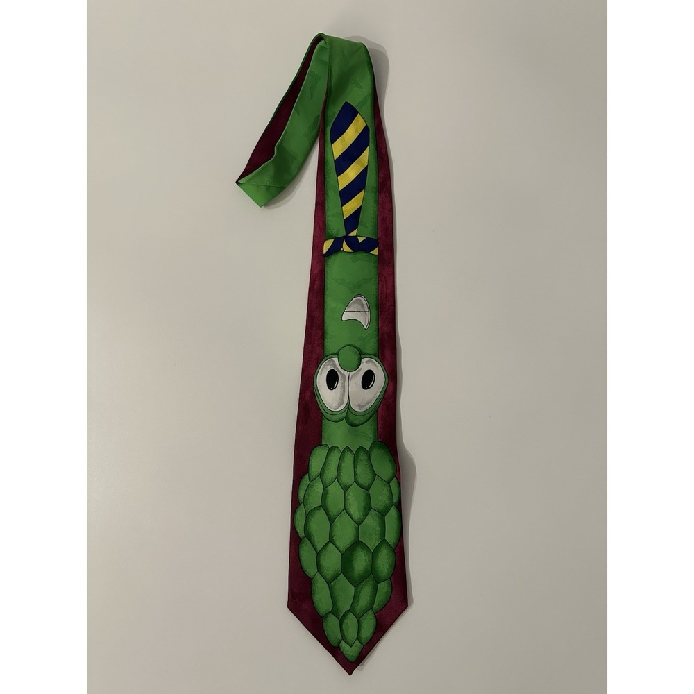 VeggieTales Dad Asparagus Upside Down Neck Tie Big Idea Eagles Wings Polyester
